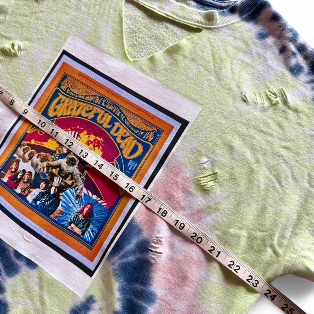 Grateful Dead Band pastel tie-dye upcycled distressed sweatshirt Ladies XL - Picture 4 of 6